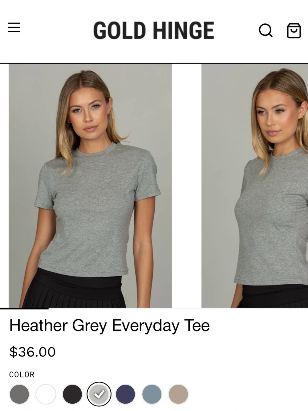 Gold Hinge Everyday Heather Grey Tee XS